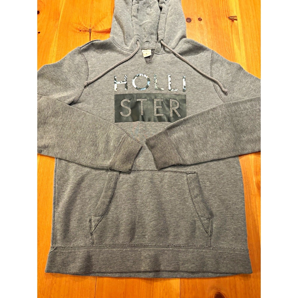 Hollister Men's M Gray Pullover Hoodie HOLLISTER Graphic Y2K Grunge